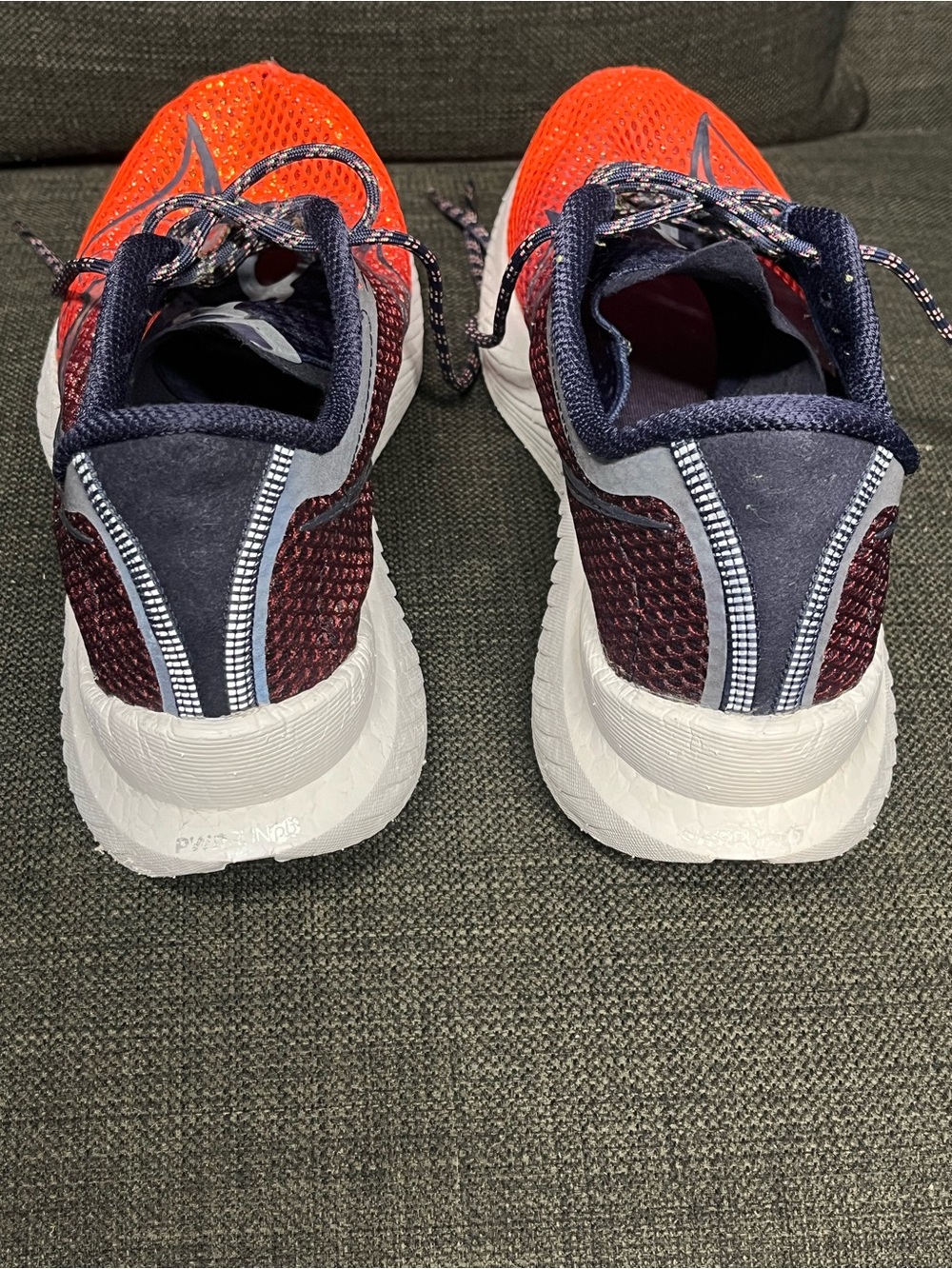 Saucony Endorphin Pro Orange and Navy Mesh Running Sneakers - Picture 4 of 8